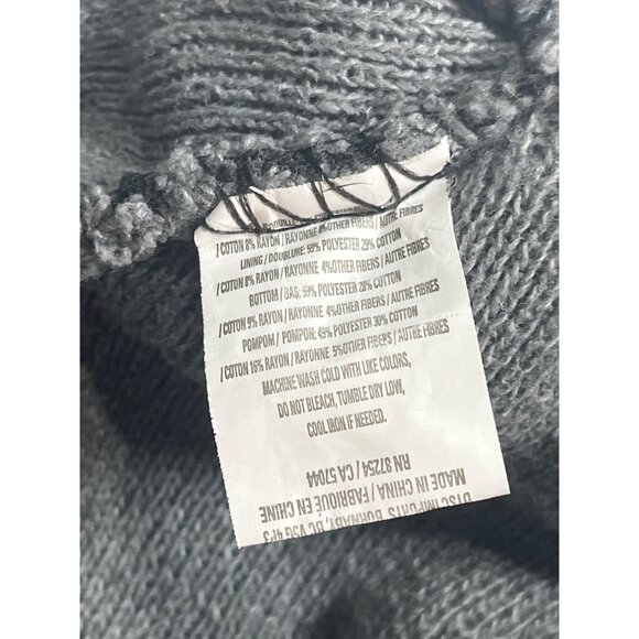 Gray Striped Knit Pom-Pom Beanie Hat 18p - Picture 3 of 7